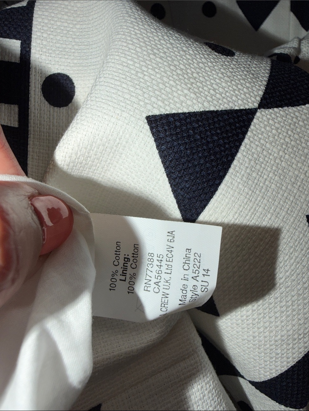 J. Crew Cream Dress with Black Geometric Pattern - Picture 5 of 6